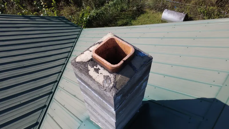 Drone photo of a chimney crown and flue tile